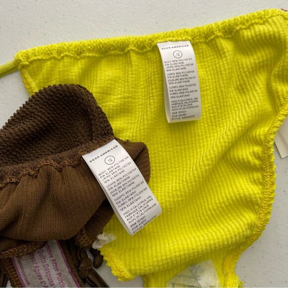 NWT Good American 3 Piece Bikini Set 2 Tiny Tie Bottoms & Triangle Top - Picture 5 of 7